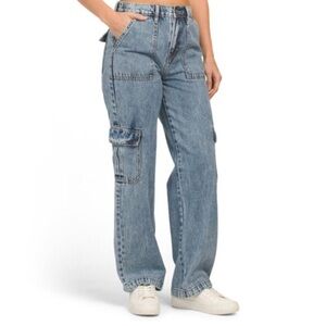 Hidden Logan wide leg cargo jeans womens utility cotton waist 28in Inseam 31in